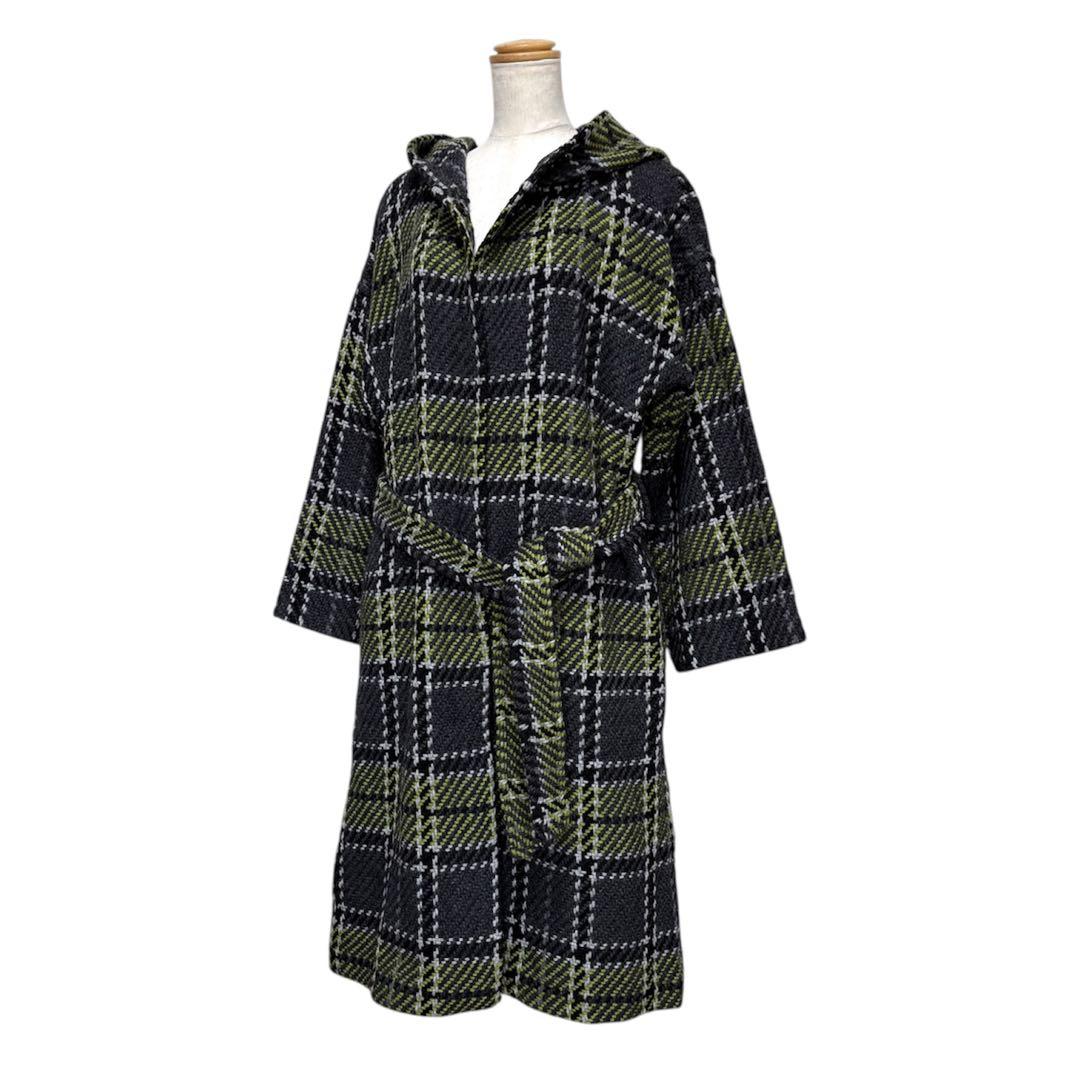 未使用　ジョンブラニガン　ジャーナル別注　ウール　チェック　フード　ニットコート