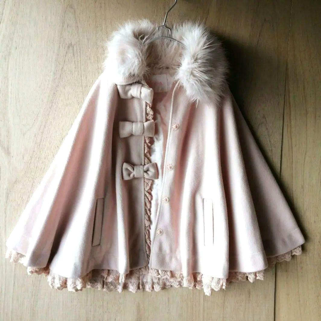 オールド　LIZ LISA　ケープ　リボンモチーフ　レース＆チュール　襟ファー