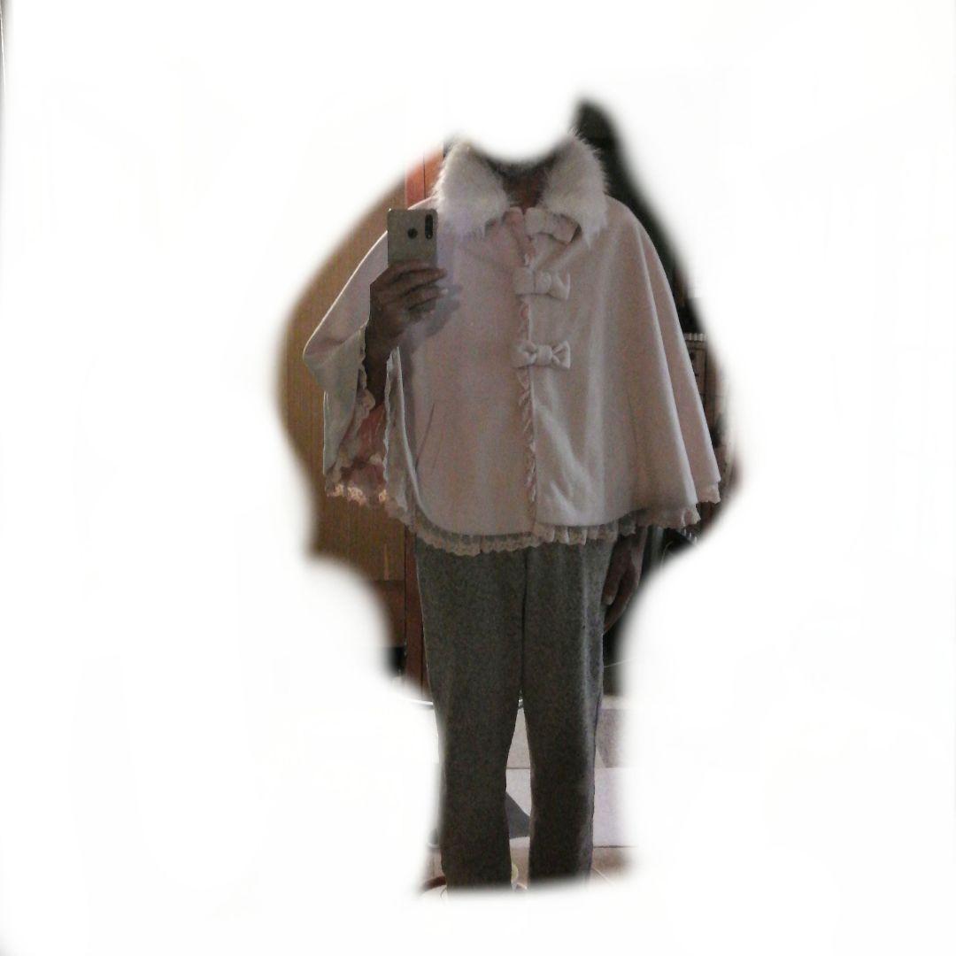 オールド　LIZ LISA　ケープ　リボンモチーフ　レース＆チュール　襟ファー