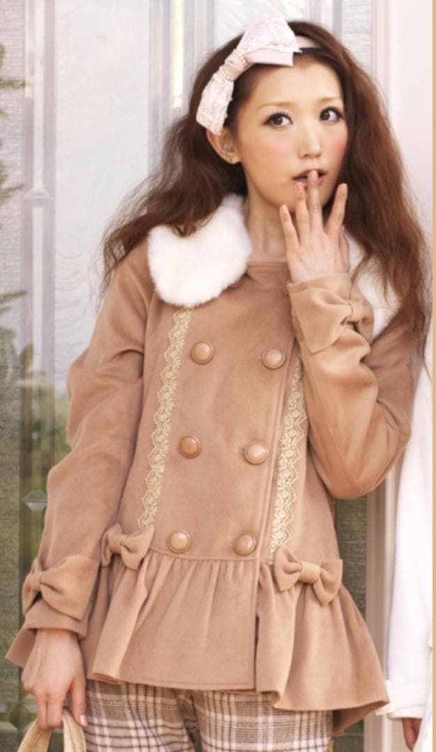 オールド　LIZ LISA　ケープ　リボンモチーフ　レース＆チュール　襟ファー