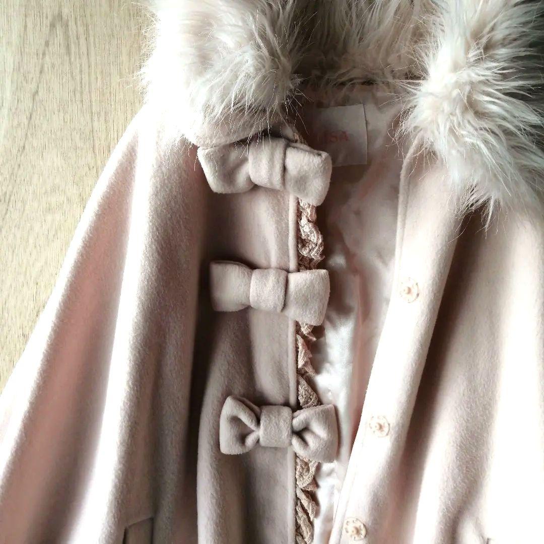 オールド　LIZ LISA　ケープ　リボンモチーフ　レース＆チュール　襟ファー