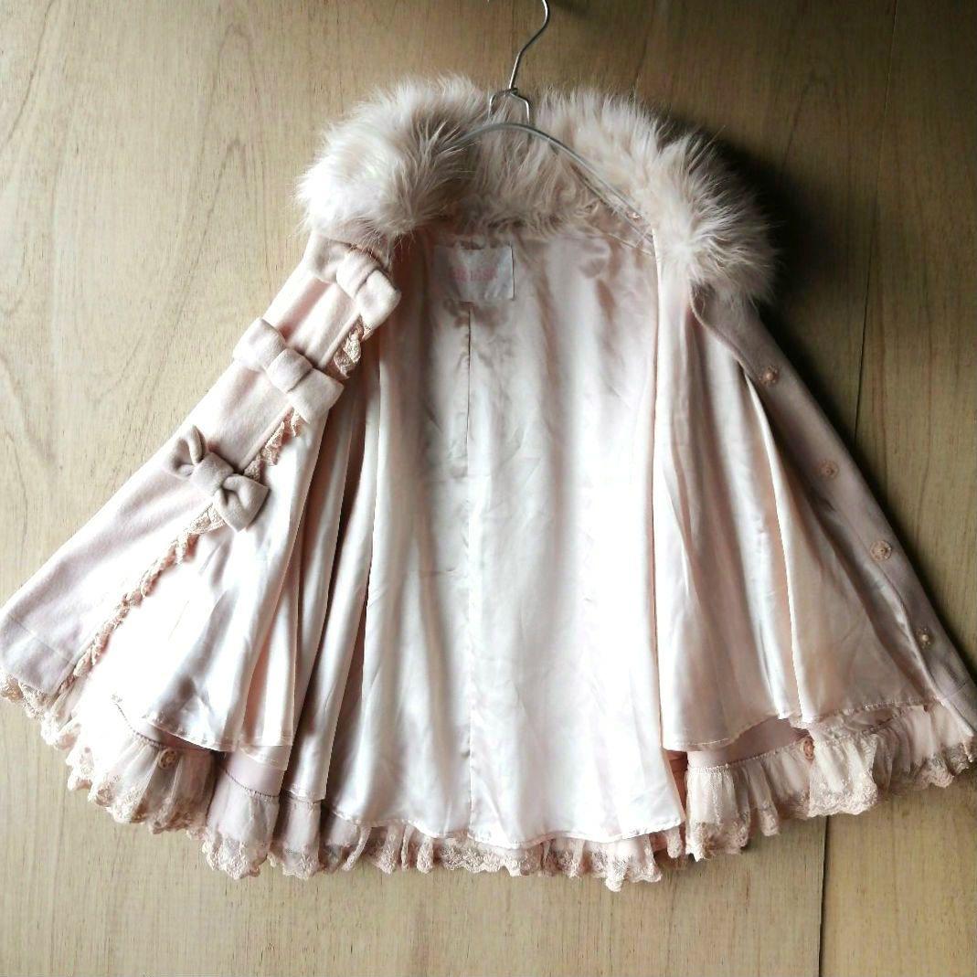 オールド　LIZ LISA　ケープ　リボンモチーフ　レース＆チュール　襟ファー