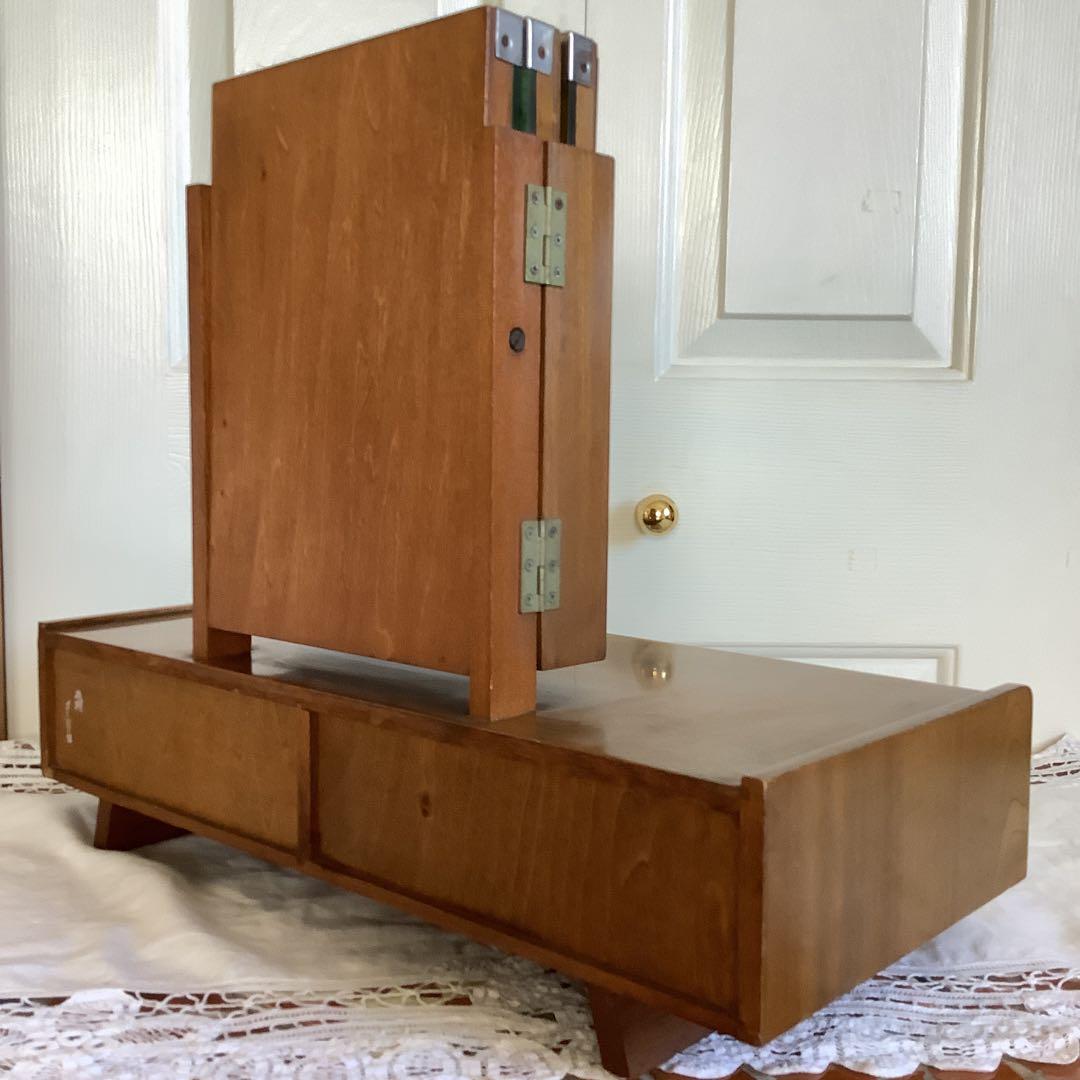 昭和レトロ　 引き出し付き三面鏡　卓上小型鏡台　姫鏡台