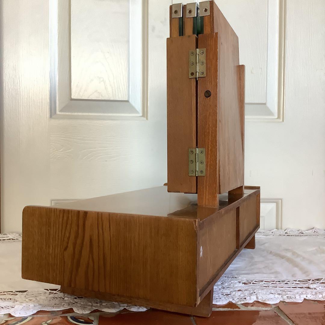 昭和レトロ　 引き出し付き三面鏡　卓上小型鏡台　姫鏡台