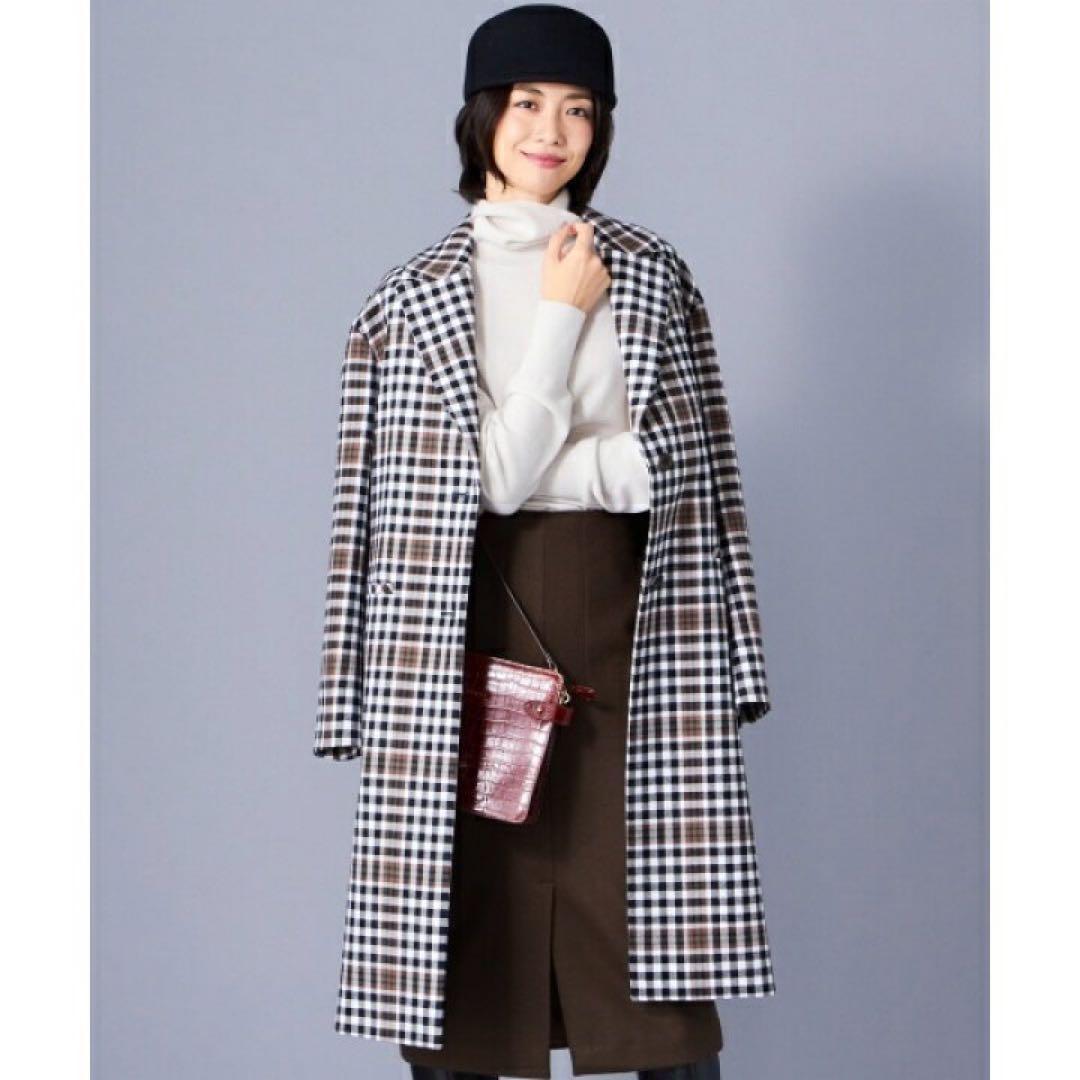 【新品】23区 チェスターコート タータンチェック ロング 38 M相当