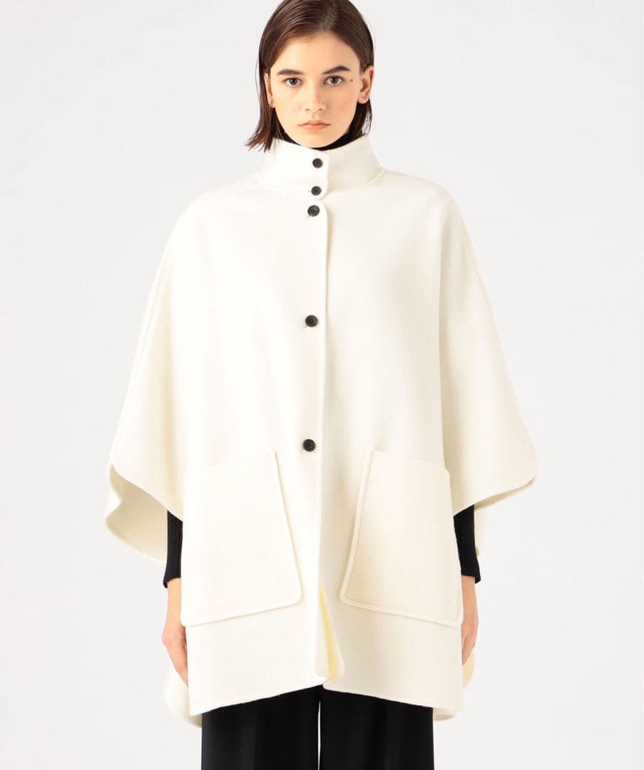 ダブルフェイスシャギー ハイネックポンチョ