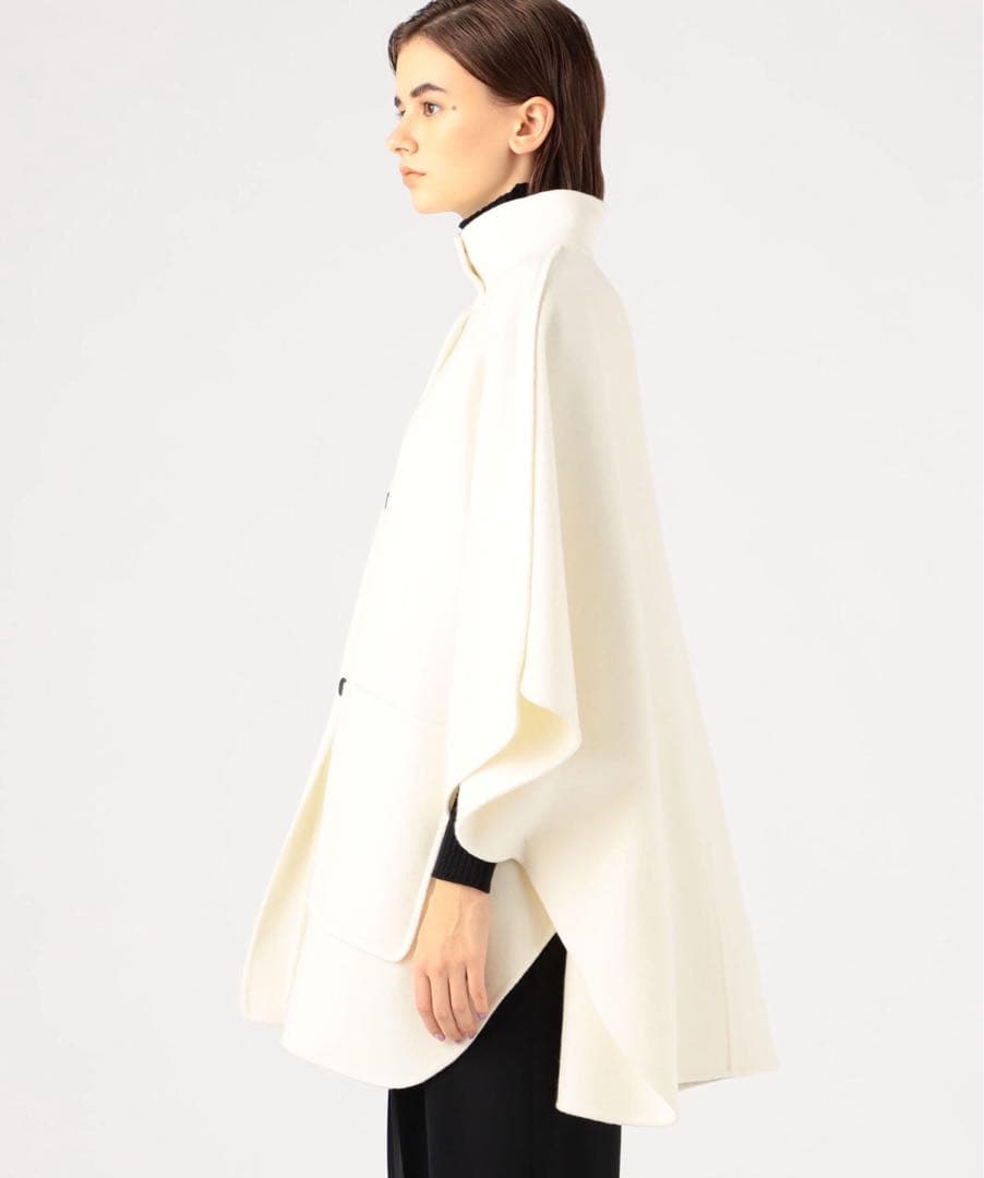 ダブルフェイスシャギー ハイネックポンチョ