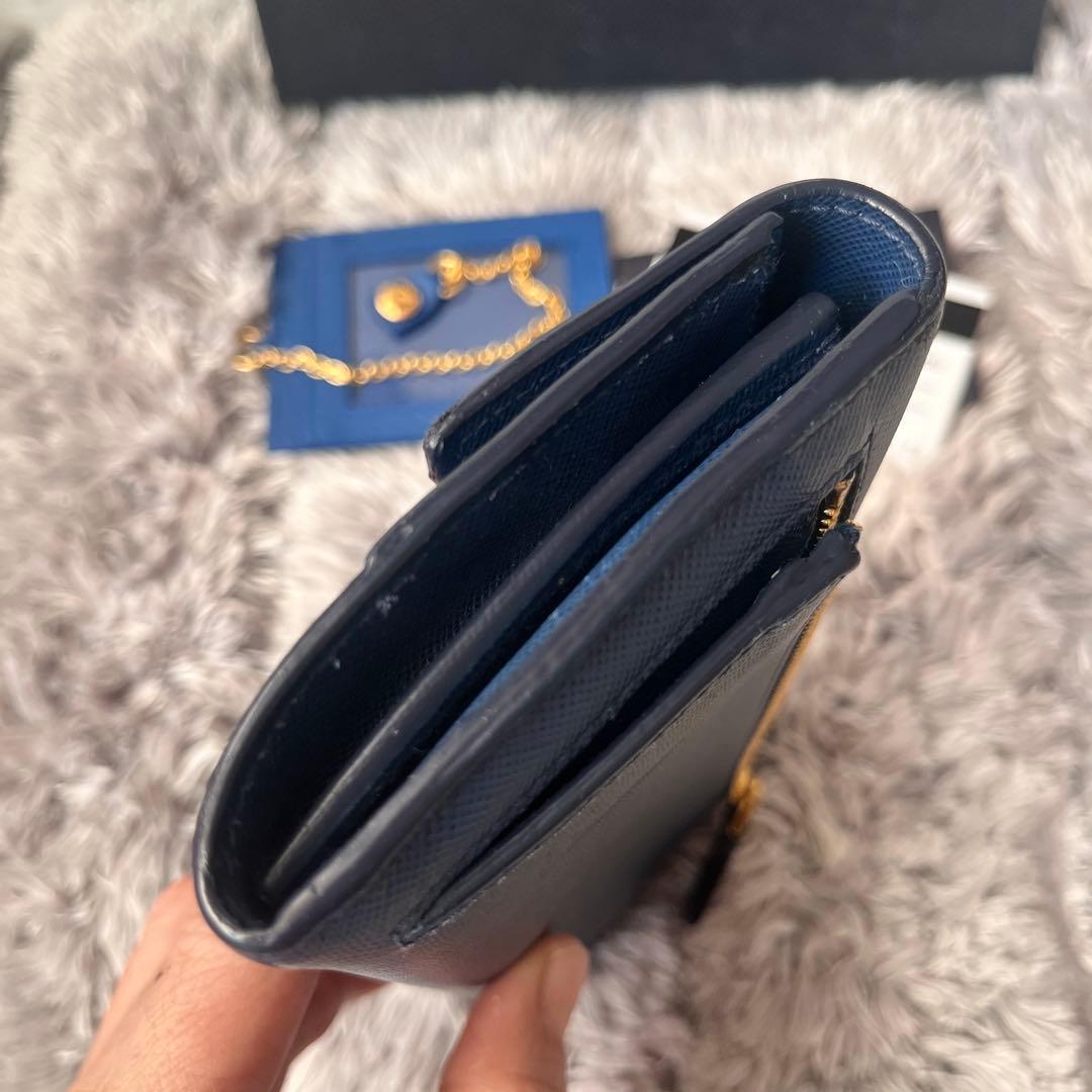 極美品✨PRADA 長財布　バイカラー　サフィアーノ　カードケース　メタルロゴ