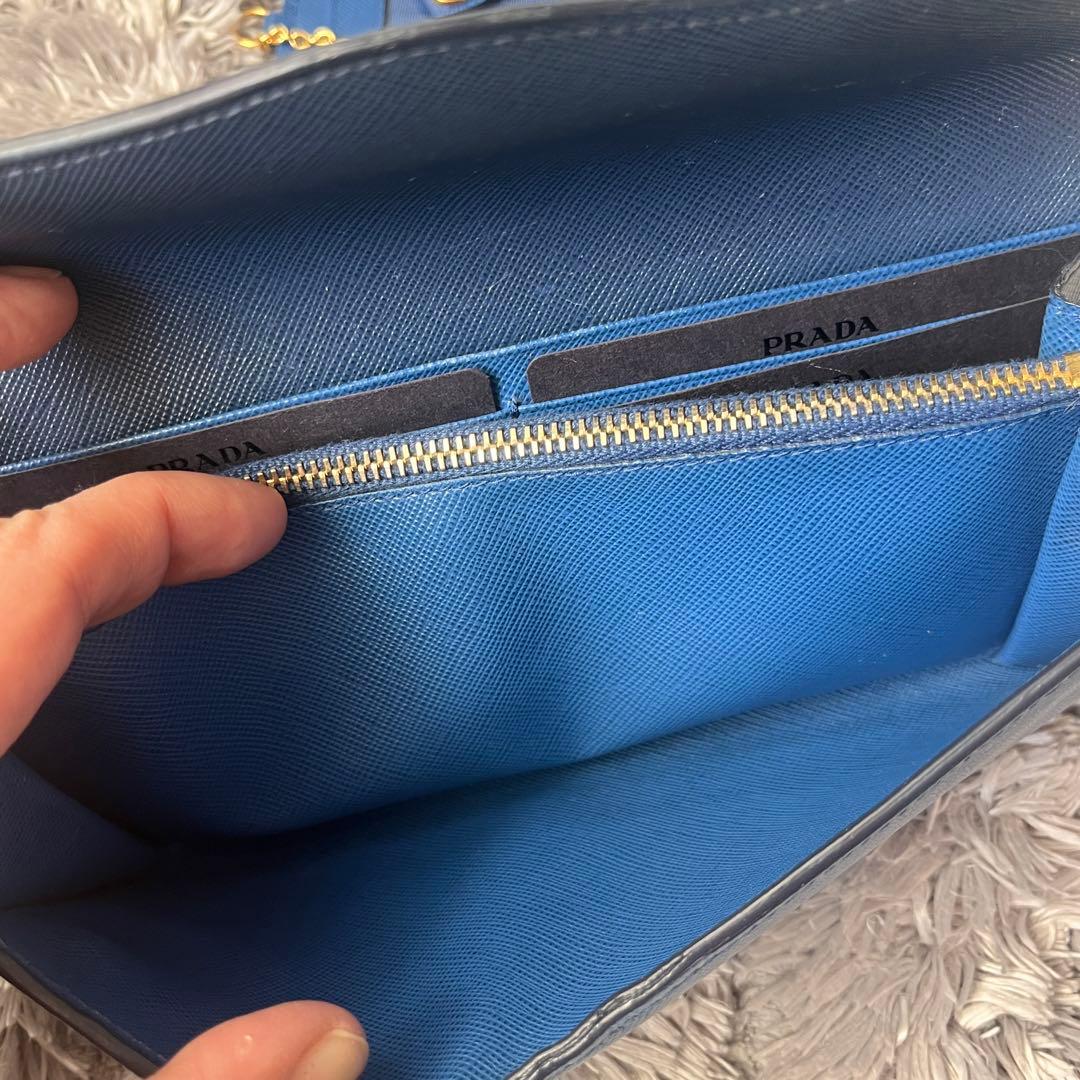 極美品✨PRADA 長財布　バイカラー　サフィアーノ　カードケース　メタルロゴ
