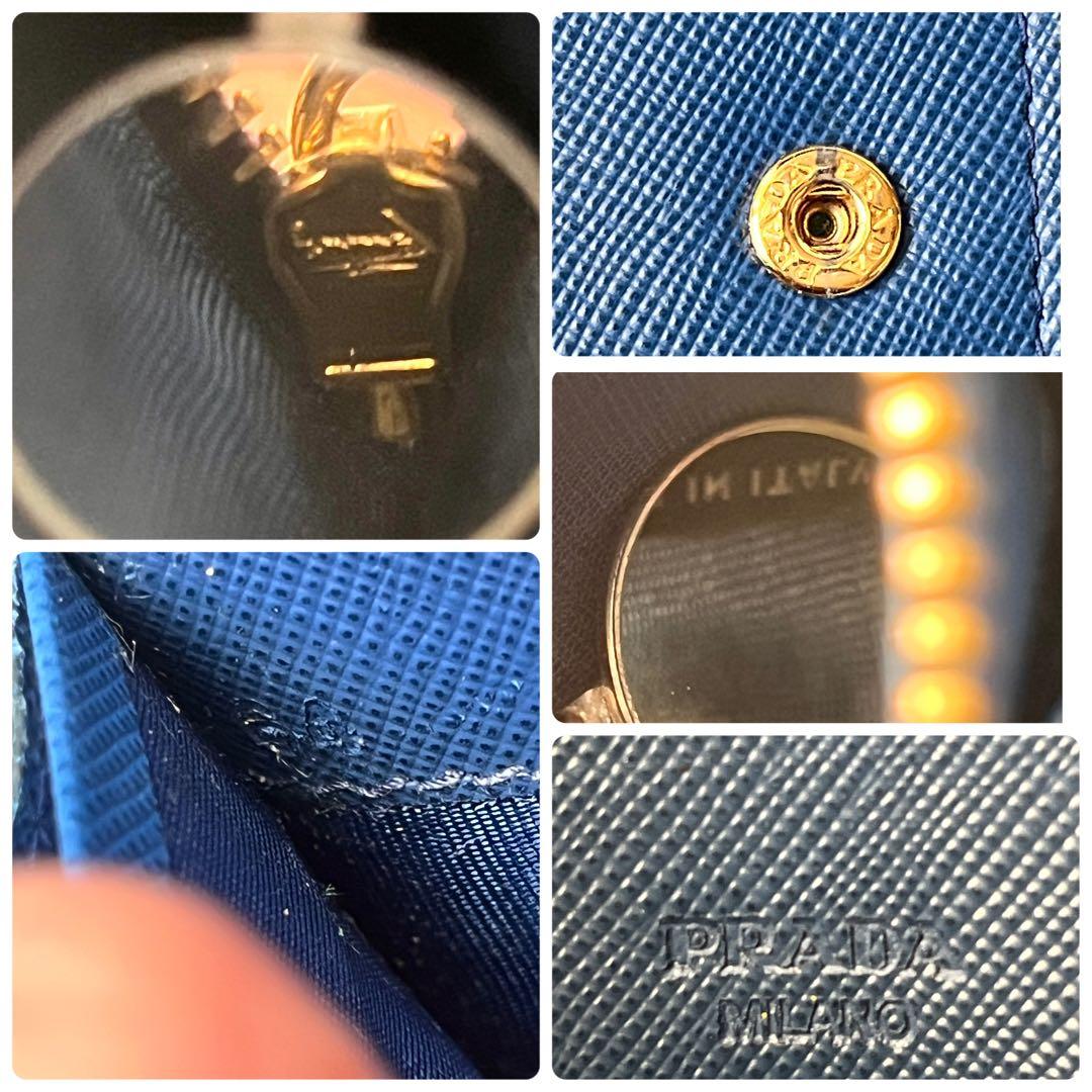 極美品✨PRADA 長財布　バイカラー　サフィアーノ　カードケース　メタルロゴ