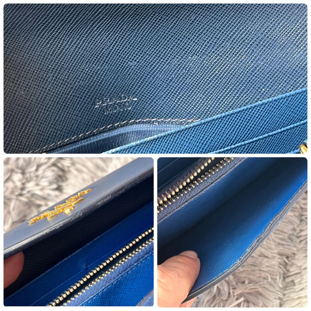 極美品✨PRADA 長財布　バイカラー　サフィアーノ　カードケース　メタルロゴ