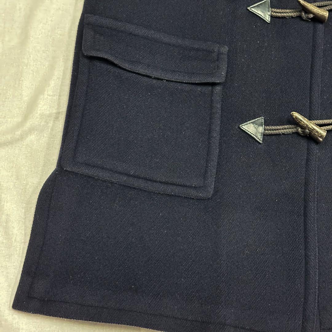 エルメス Lサイズ ダッフルコート ヘリンボーン ダークブルー フード脱着可能