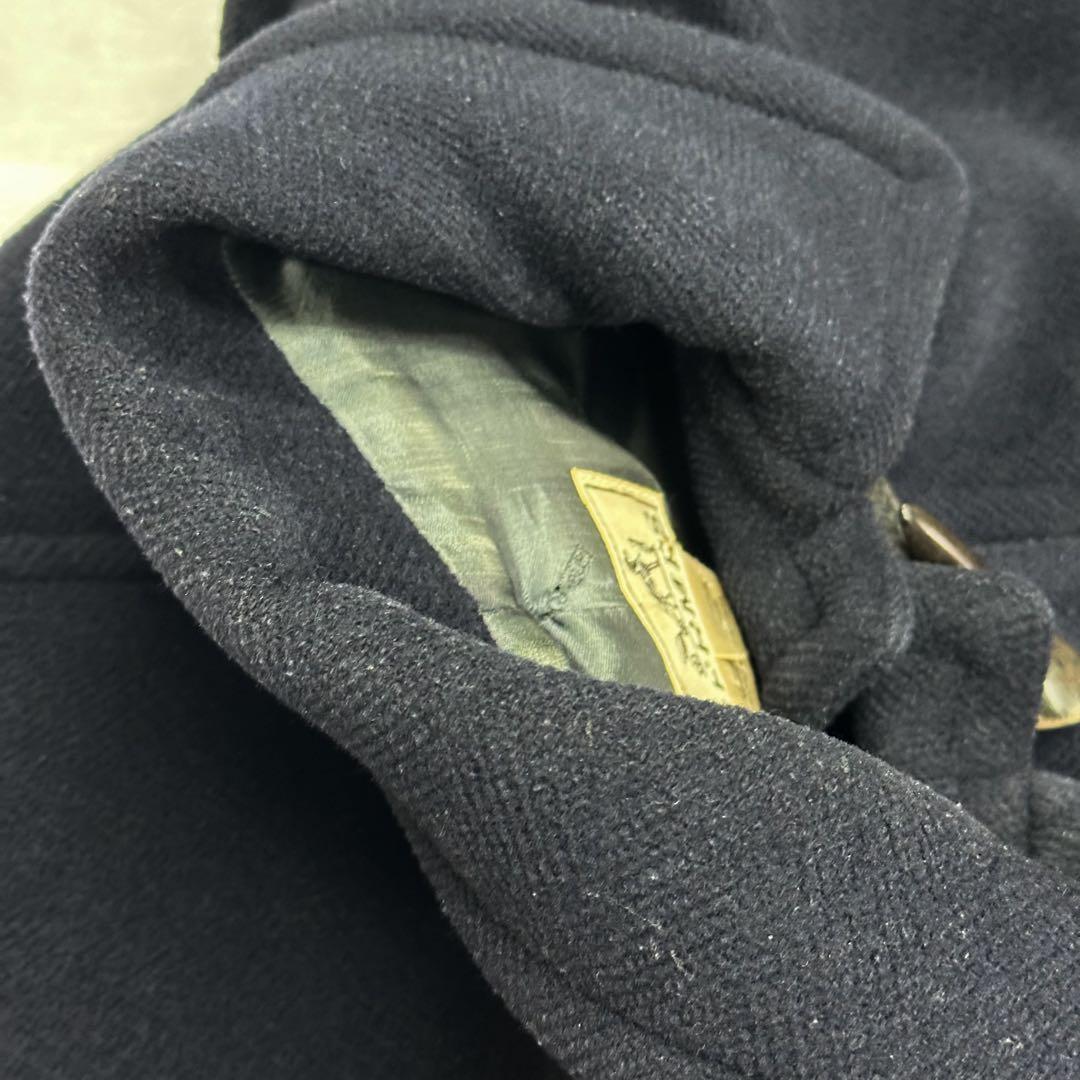 エルメス Lサイズ ダッフルコート ヘリンボーン ダークブルー フード脱着可能