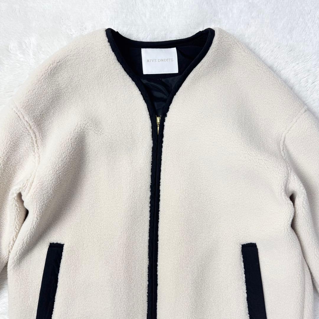 【早い者勝ち！】リヴドロワ　ノーカラーボアコート　オフホワイト