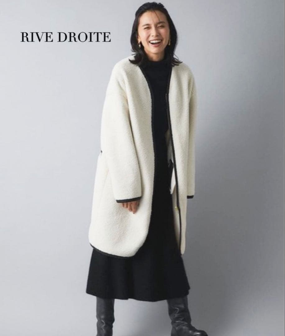 【早い者勝ち！】リヴドロワ　ノーカラーボアコート　オフホワイト