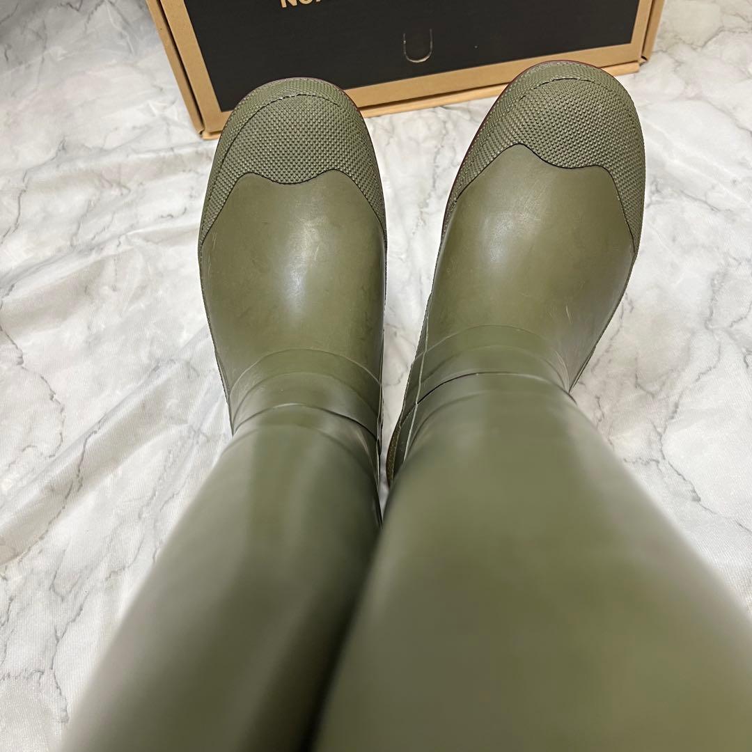 スノーピーク NOASOBI ラバーニーブーツ 長靴 箱付き オリーブ サイズＳ