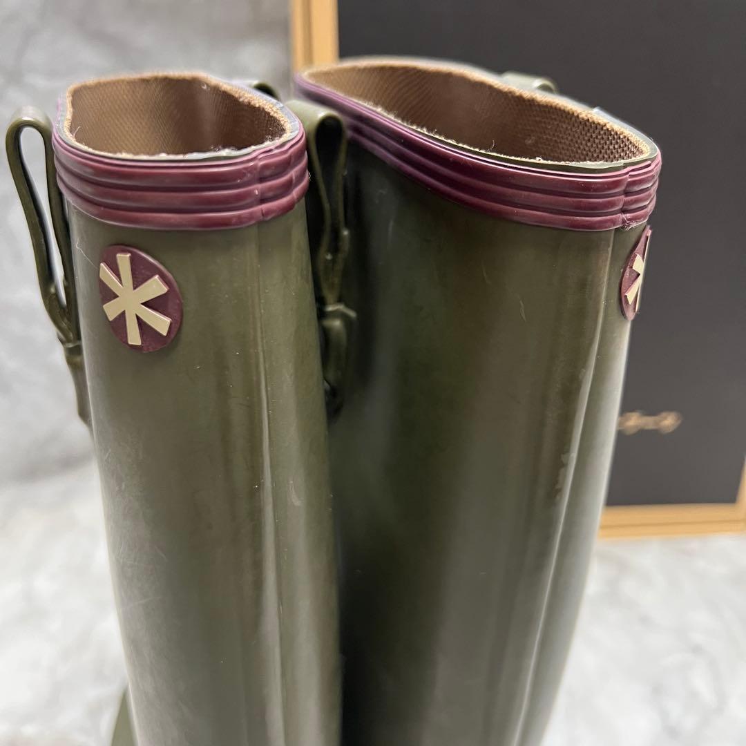 スノーピーク NOASOBI ラバーニーブーツ 長靴 箱付き オリーブ サイズＳ