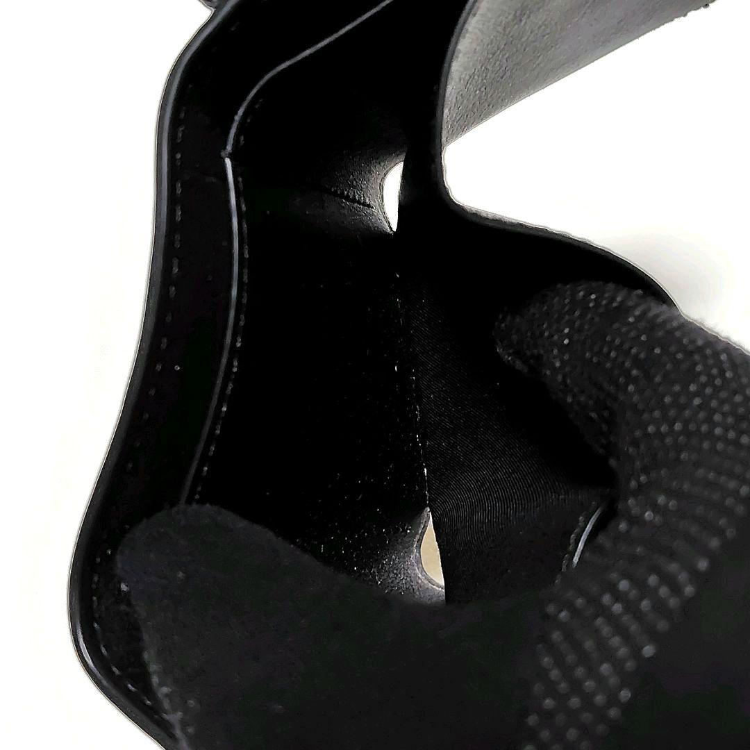 美品✨　トリーバーチ　3つ折り財布　黒　シボ革　金具ロゴ　シンプル