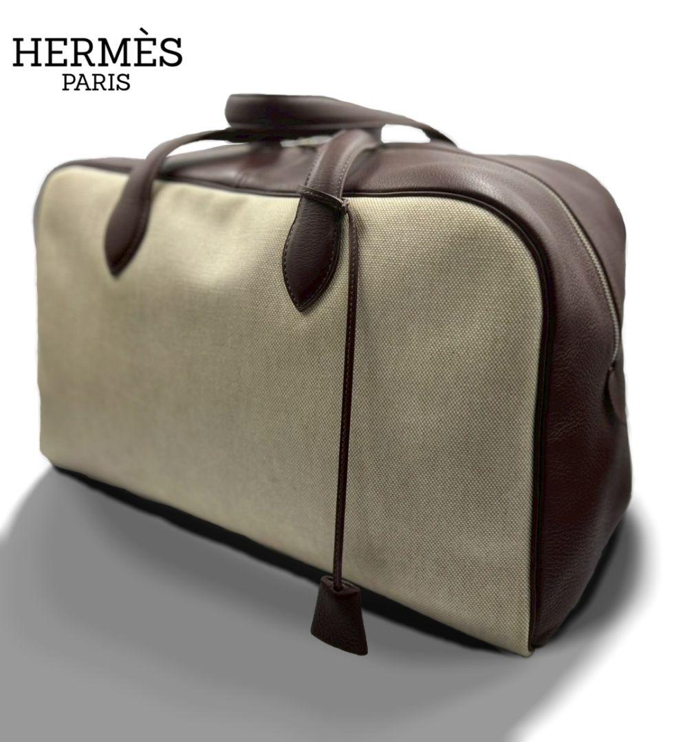 a*o様 【極美品】HERMÈS ヴィクトリア50 トラベルバッグ トワルアッシ