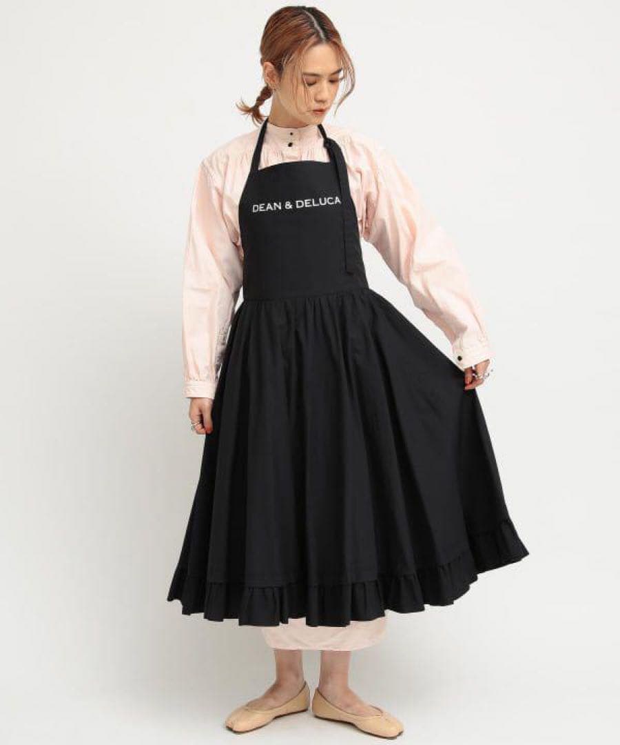 DEAN＆DELUCA×BEAMS COUTUREギャザーエプロンドレスブラック