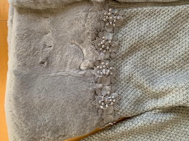 新品スーパービューティー40グレー ニットファーカーディガン 40