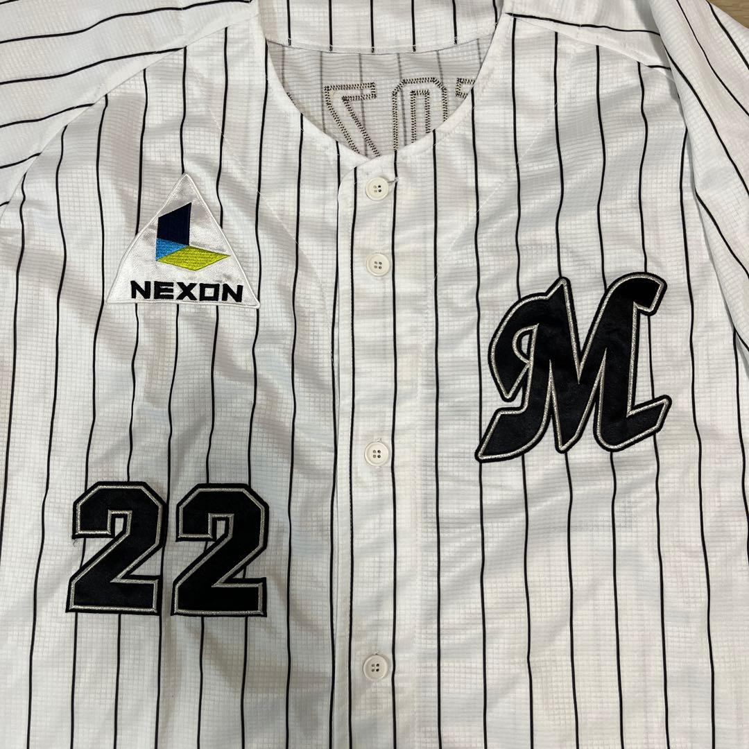 千葉ロッテマリーンズ　里崎　ホームユニフォーム　刺繍ユニフォーム