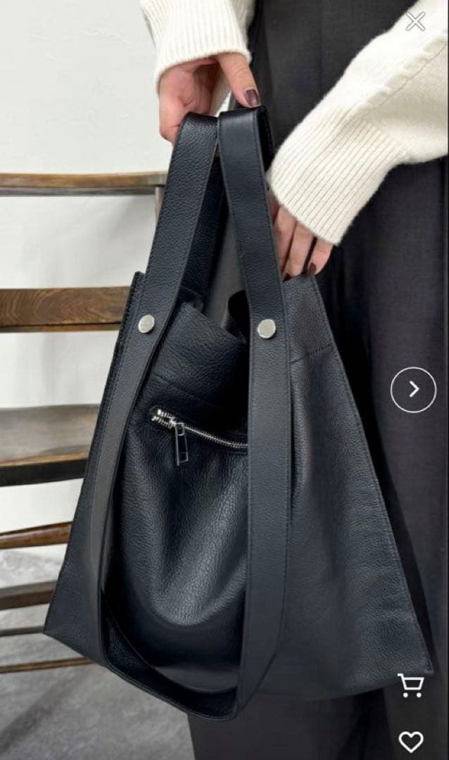 【美品】BEAURE カウレザー 2WAY ハンドル トートバッグ　黒