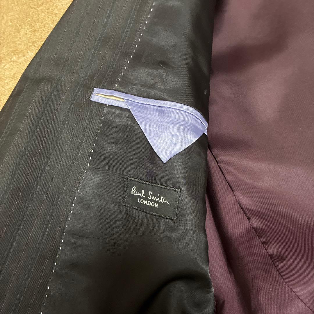 ポールスミスロンドン イタリア生地 ブラックストライプスーツ Lサイズ