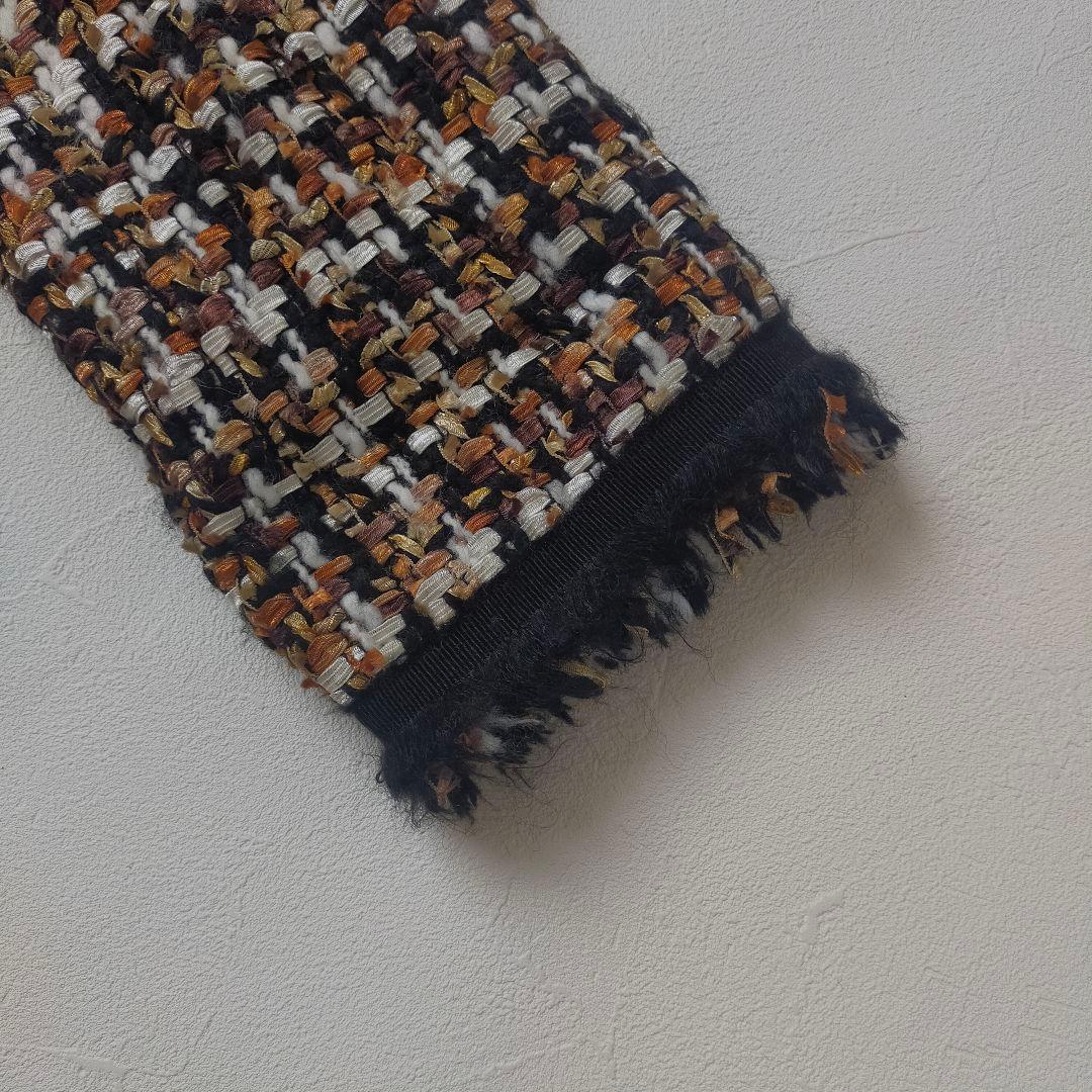 極美品　ランバンコレクション　ツイード　ノーカラージャケット　モヘア