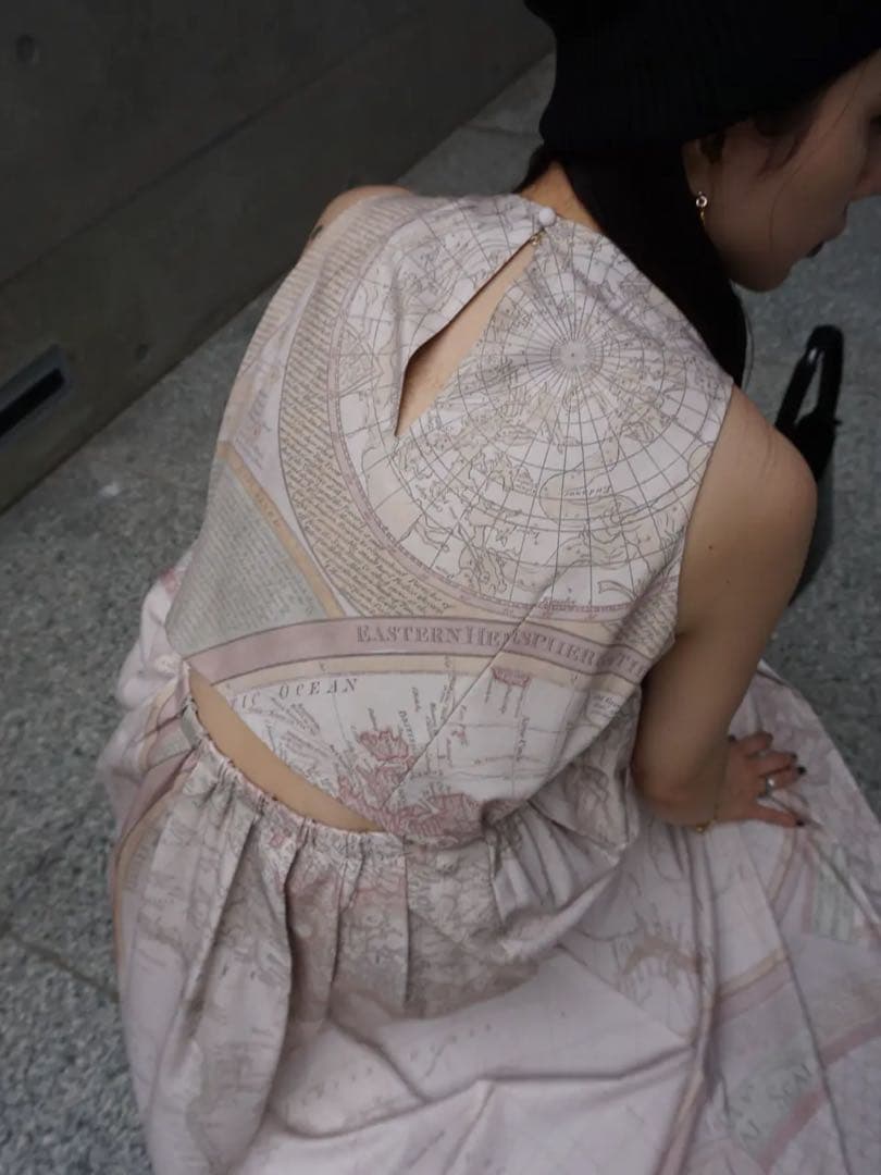ワンピース Ameri CARTOGRAPHIC PATTERN DRESS