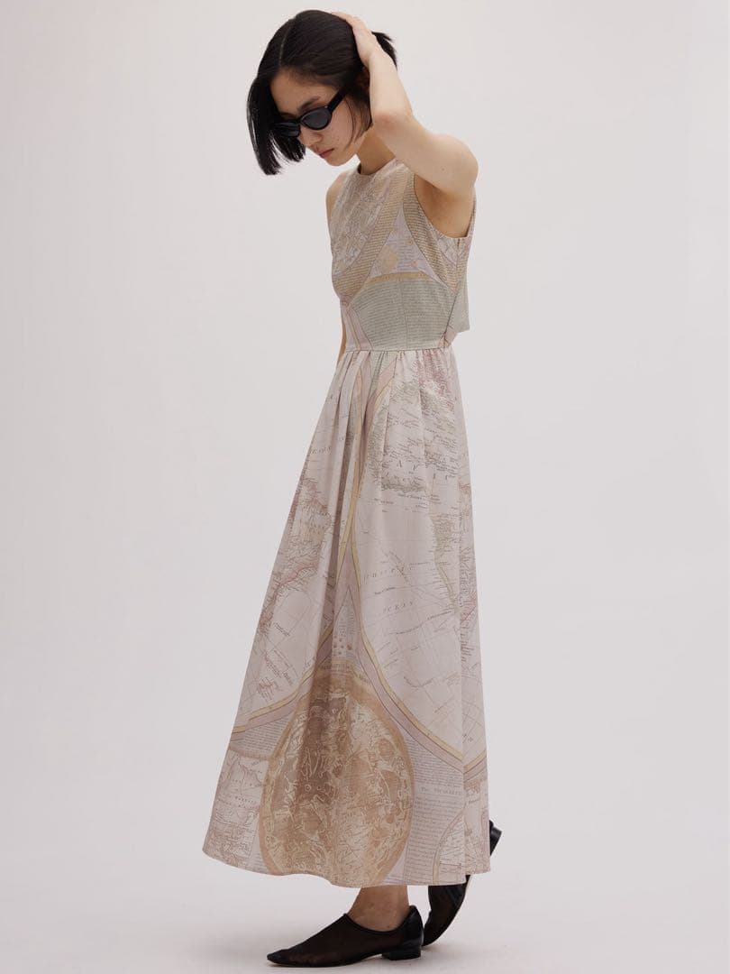 ワンピース Ameri CARTOGRAPHIC PATTERN DRESS
