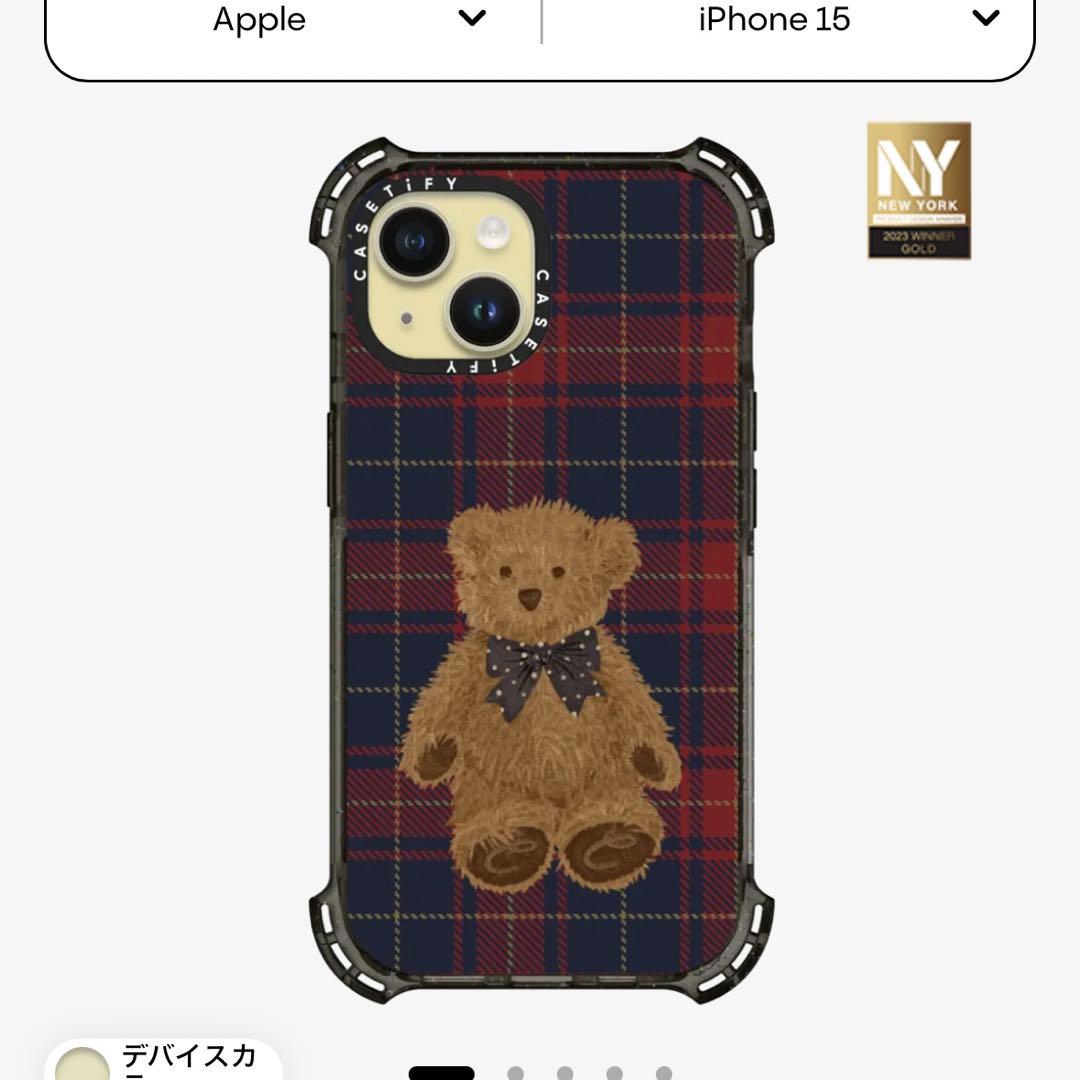 新品未使用casetifyバウンスケース MagSafe対応 チェックテディベア
