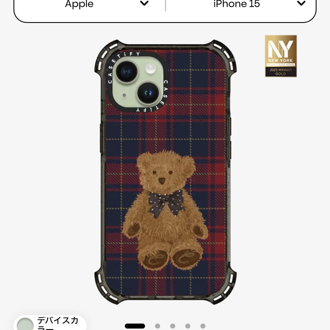 新品未使用casetifyバウンスケース MagSafe対応 チェックテディベア
