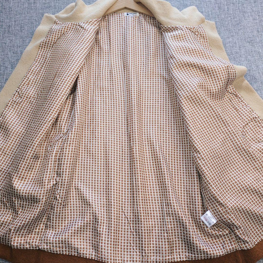 ピッコーネ　マント風　Aライン　ウールコート　軽量　バイカラー