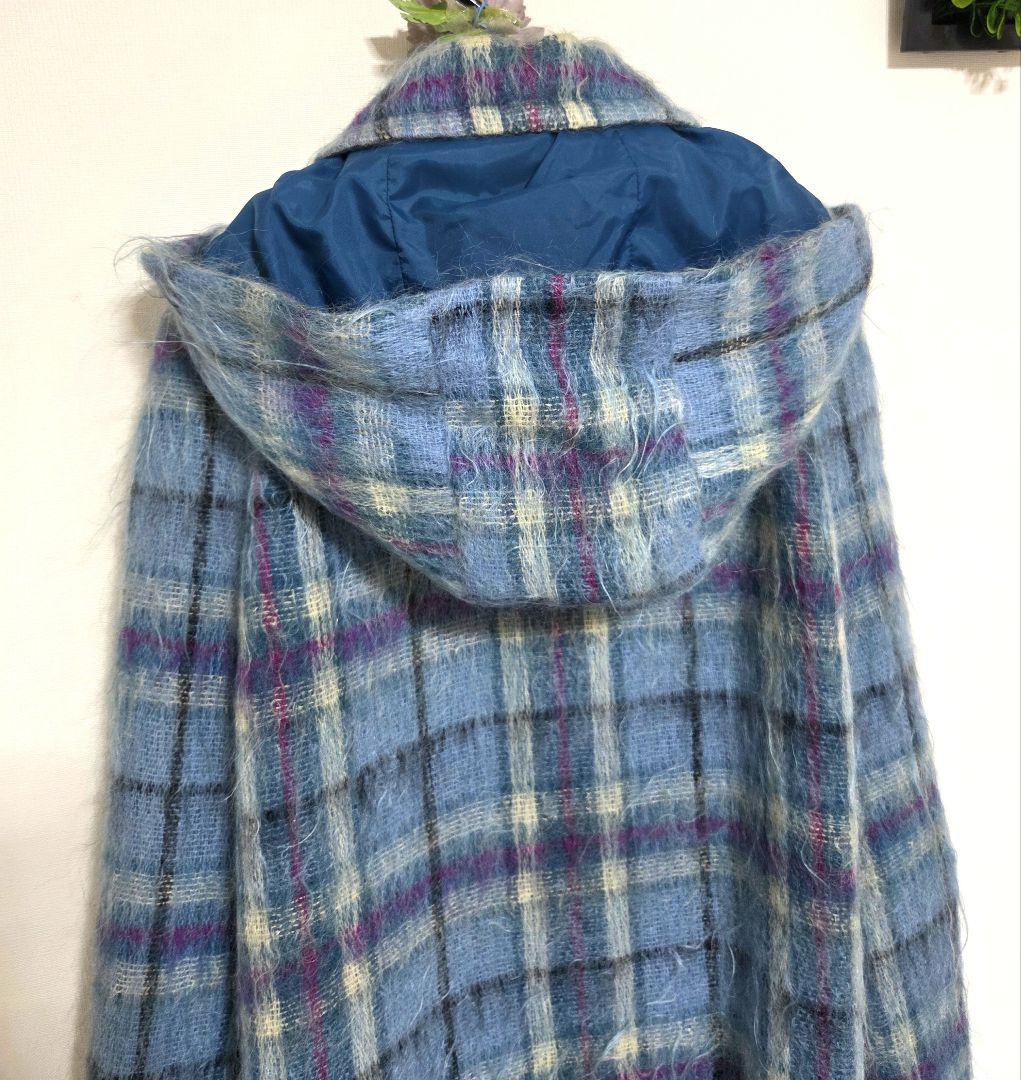 YORKLAND ヨークランド ヴィンテージ ロングポンチョ モヘア チェック