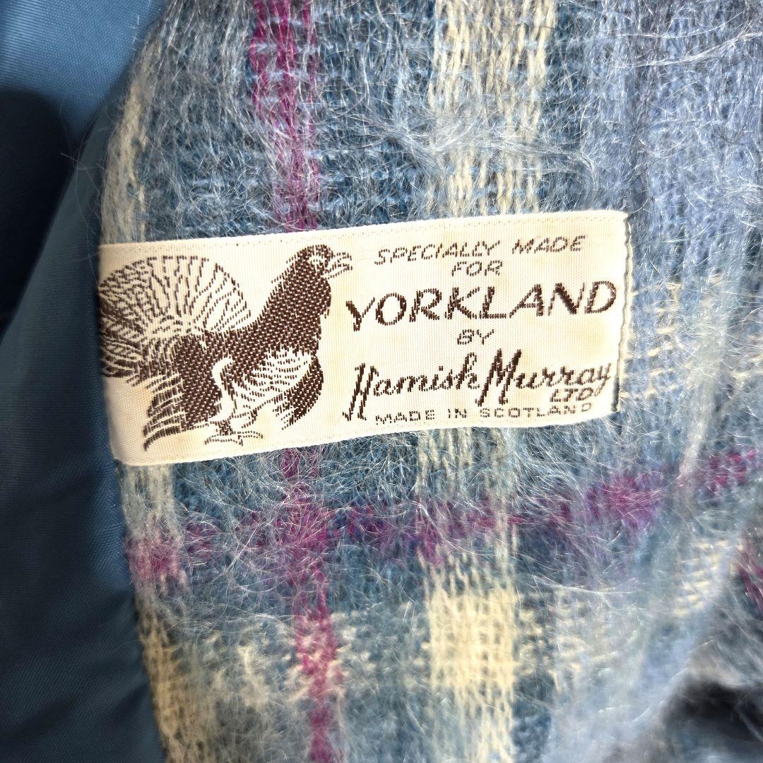 YORKLAND ヨークランド ヴィンテージ ロングポンチョ モヘア チェック