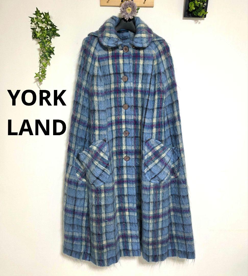 YORKLAND ヨークランド ヴィンテージ ロングポンチョ モヘア チェック