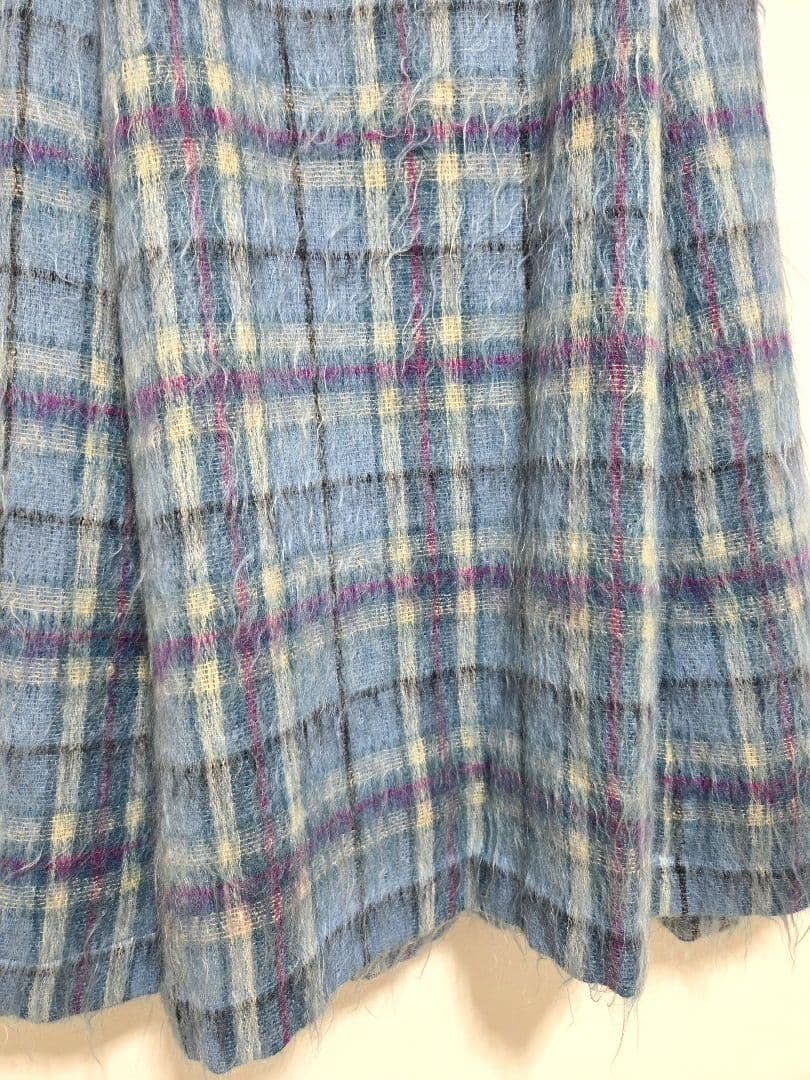 YORKLAND ヨークランド ヴィンテージ ロングポンチョ モヘア チェック