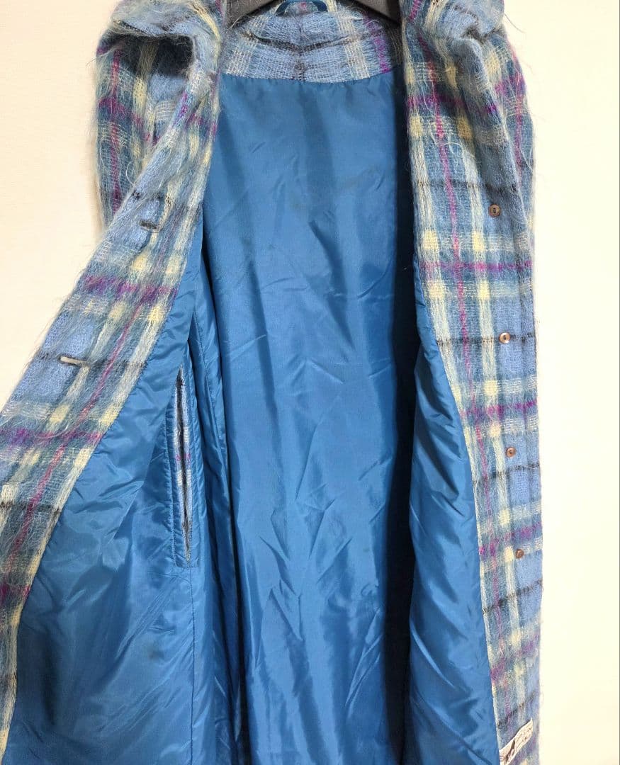 YORKLAND ヨークランド ヴィンテージ ロングポンチョ モヘア チェック