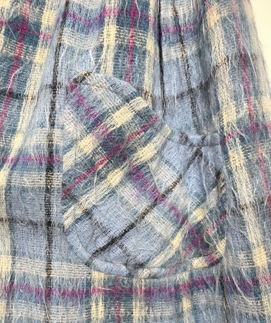 YORKLAND ヨークランド ヴィンテージ ロングポンチョ モヘア チェック