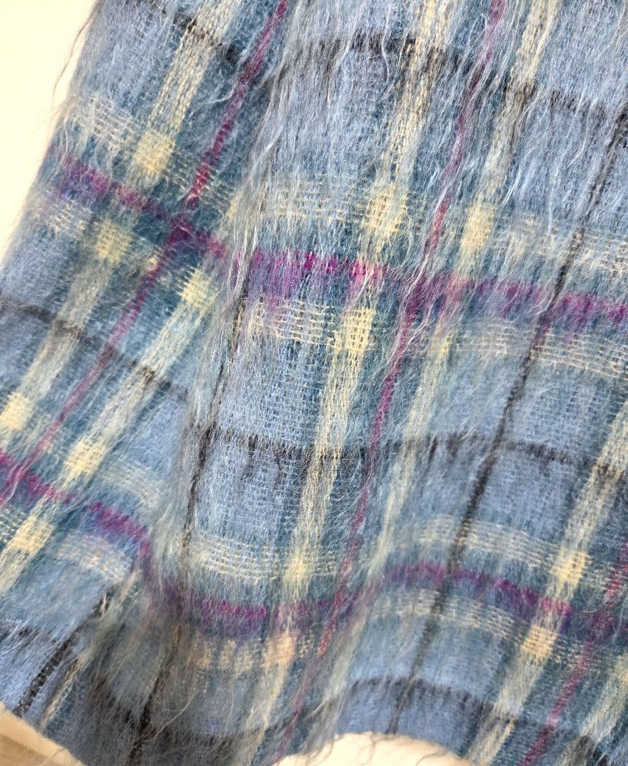 YORKLAND ヨークランド ヴィンテージ ロングポンチョ モヘア チェック