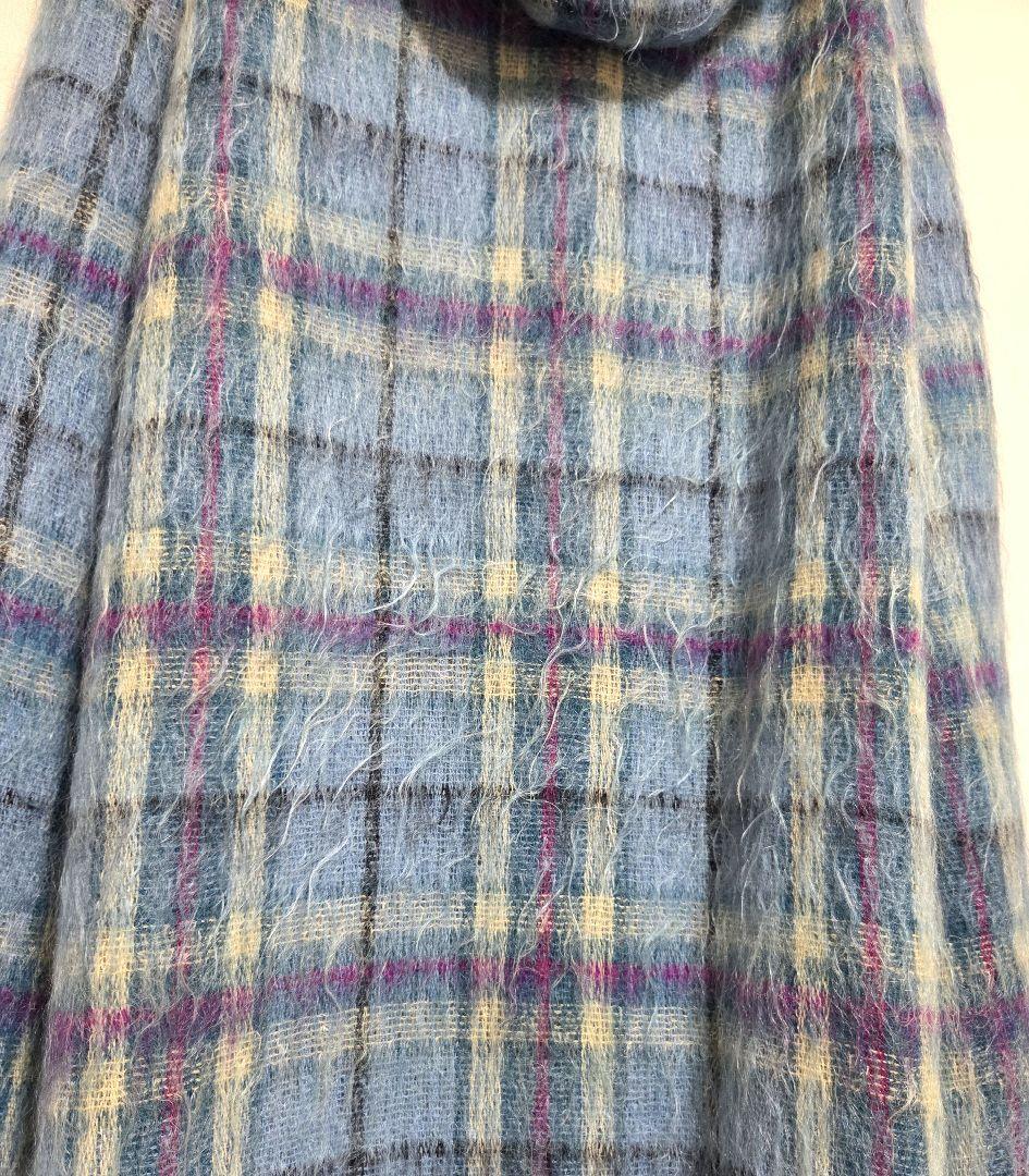 YORKLAND ヨークランド ヴィンテージ ロングポンチョ モヘア チェック