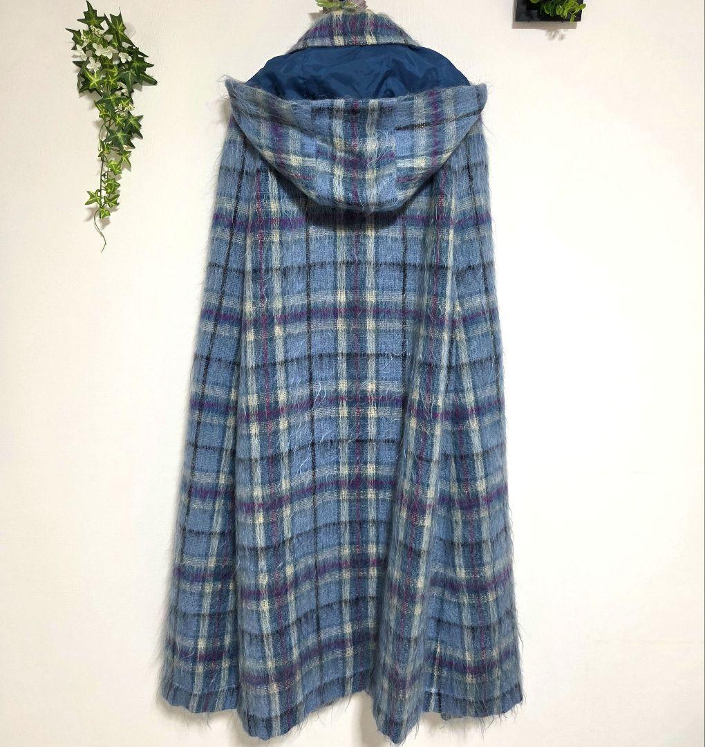 YORKLAND ヨークランド ヴィンテージ ロングポンチョ モヘア チェック