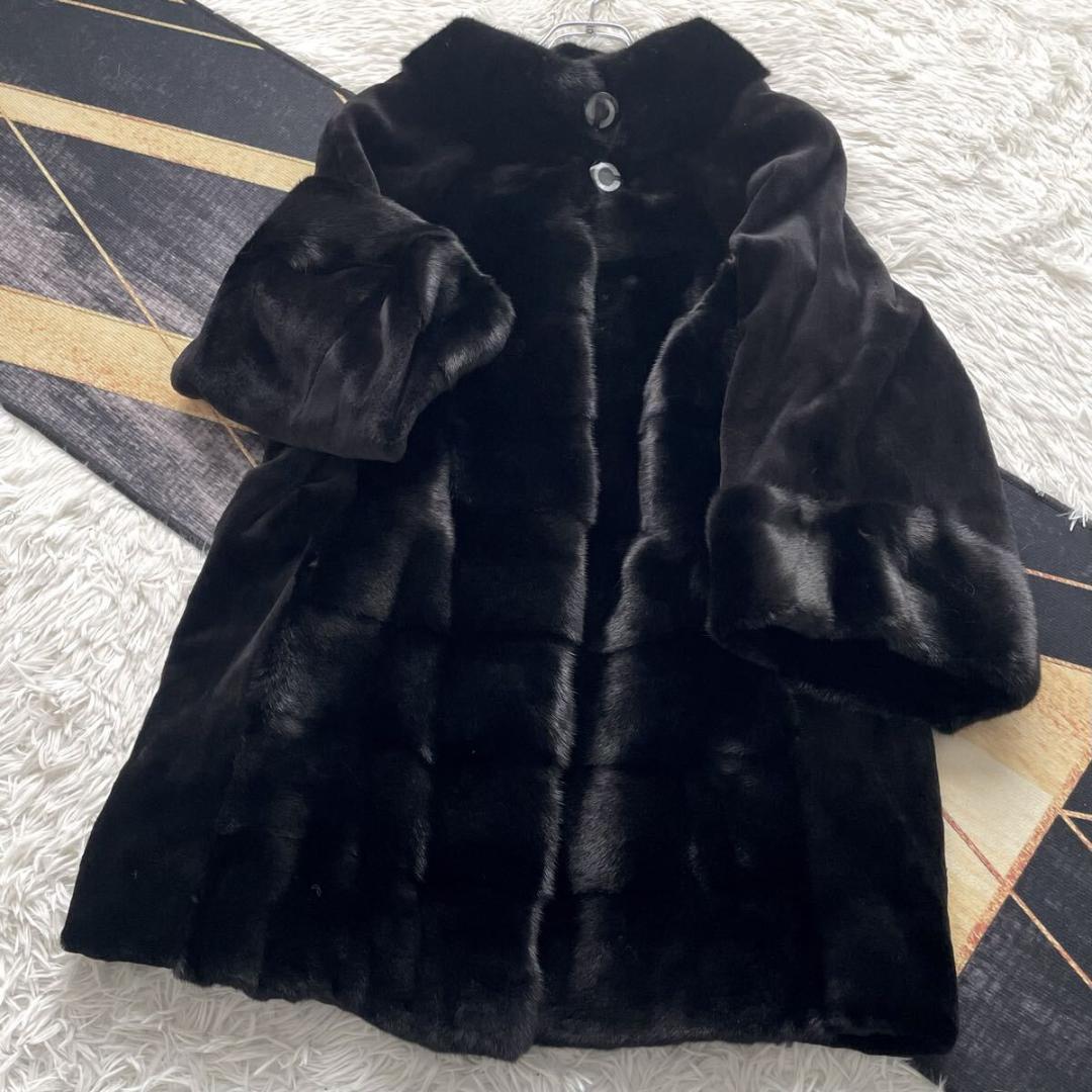 近年人気モデル/未使用級◎ 横段/総丈82 ミンク ファーコート 3L 軽量毛皮