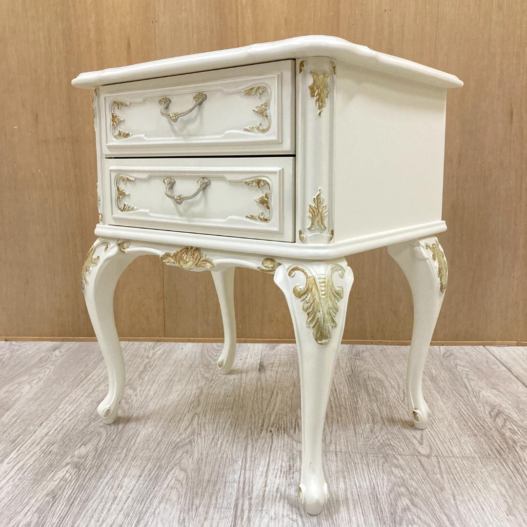 姫系　猫脚　サイドチェスト　ナイトテーブル　ロココ調　A