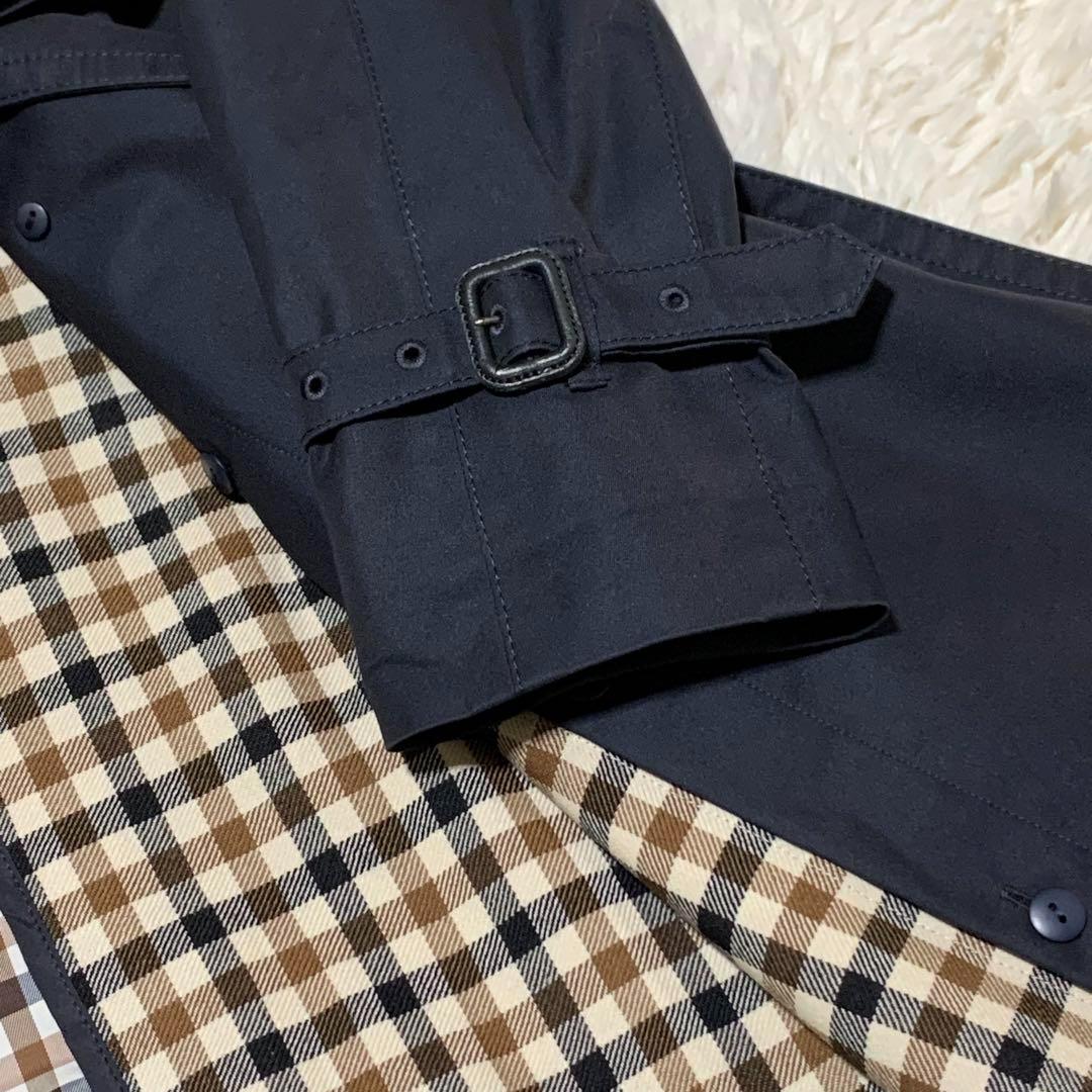 美品　アクアスキュータム　トレンチコート　ライナー　ベルト　チェック