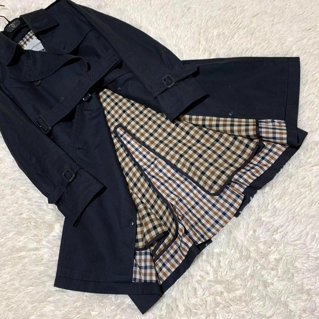 美品　アクアスキュータム　トレンチコート　ライナー　ベルト　チェック