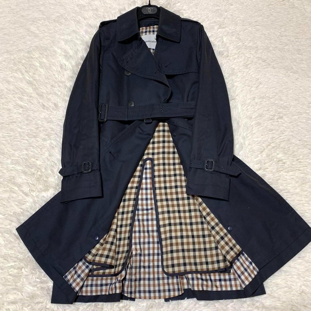 美品　アクアスキュータム　トレンチコート　ライナー　ベルト　チェック