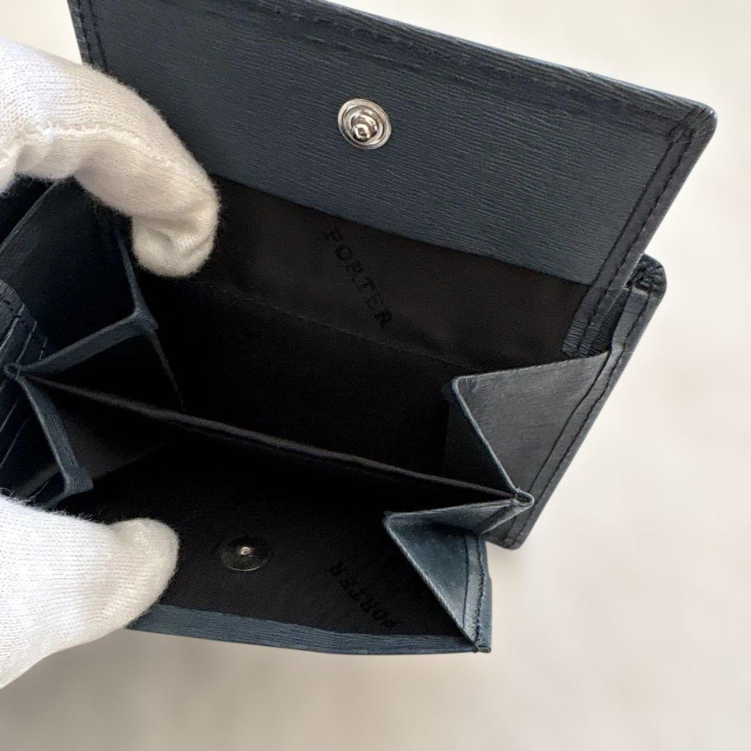 極美品✨ポーター　PORTER CURRENT カレント　　二つ折財布　ネイビー