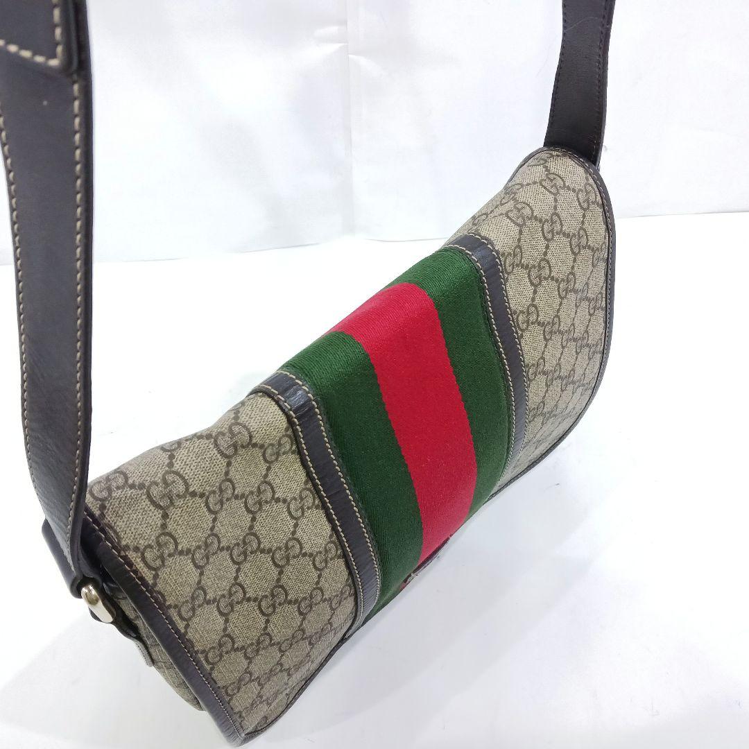 グッチ オフィディア ショルダーバッグ レザー×PVC GG柄 ブラウン